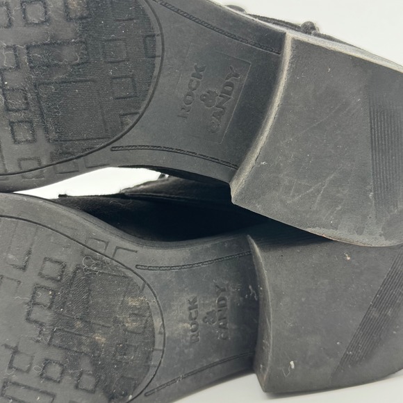 Rock & Candy Junie Black Lace Up Ankle Boots Fold Down Plaid Trim Women's Size 8 - Picture 12 of 13